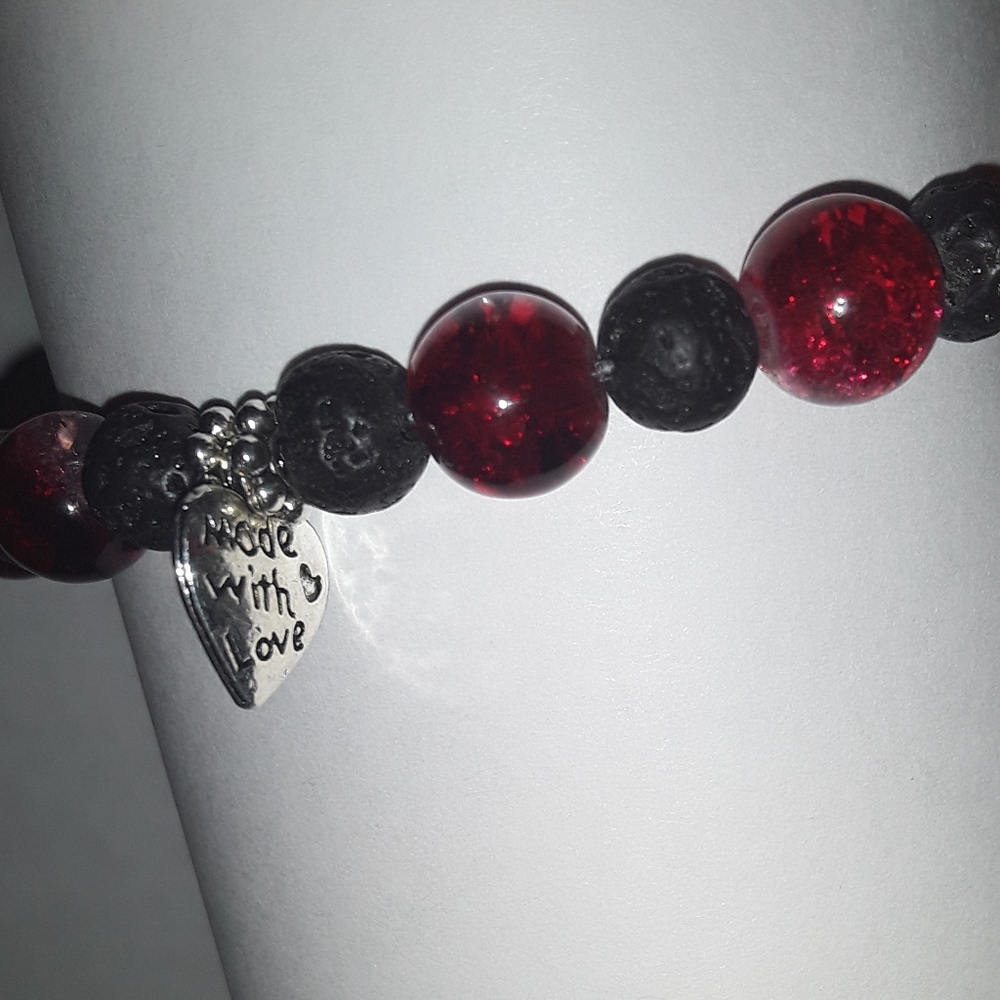 Resin Amber & Agate💞LOVE💞Lavabead CharmBracelet